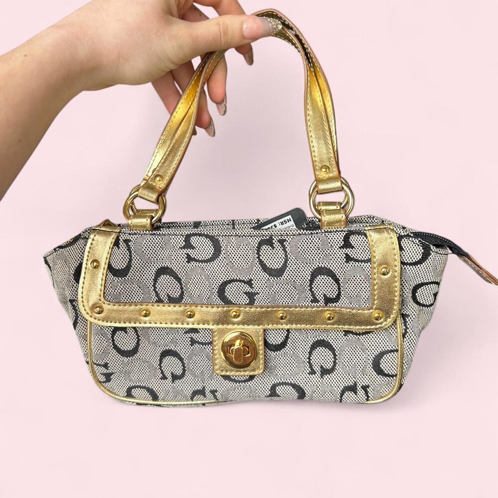 Y2k guess black and gold mini purse